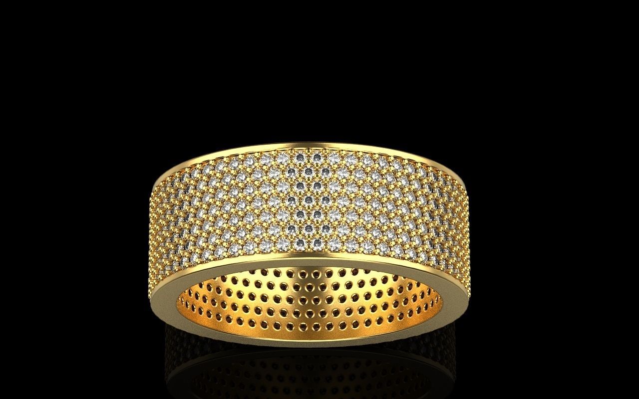 ring with a lot gems 3D print model_12