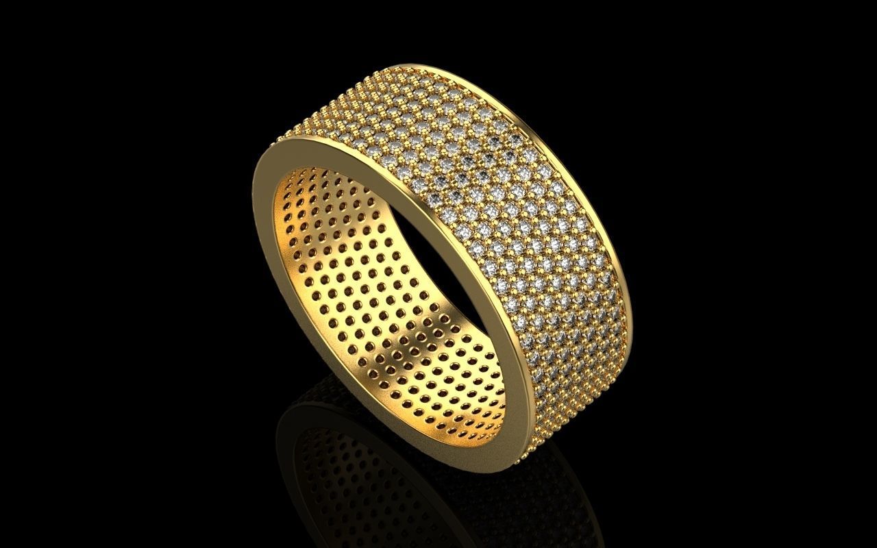 ring with a lot gems 3D print model_22