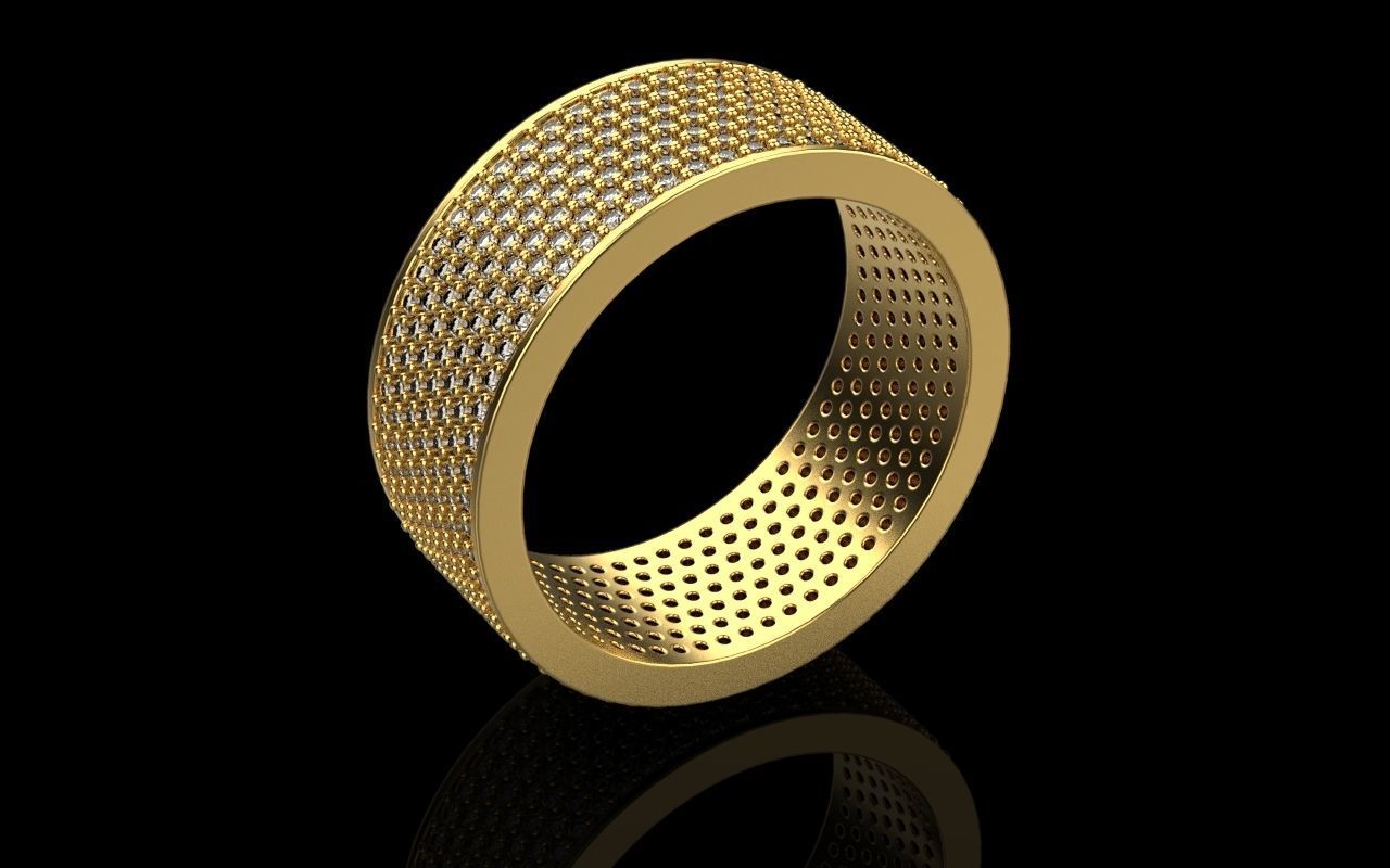 ring with a lot gems 3D print model_68