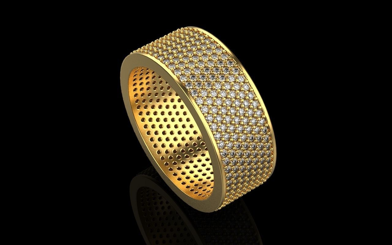 ring with a lot gems 3D print model_29