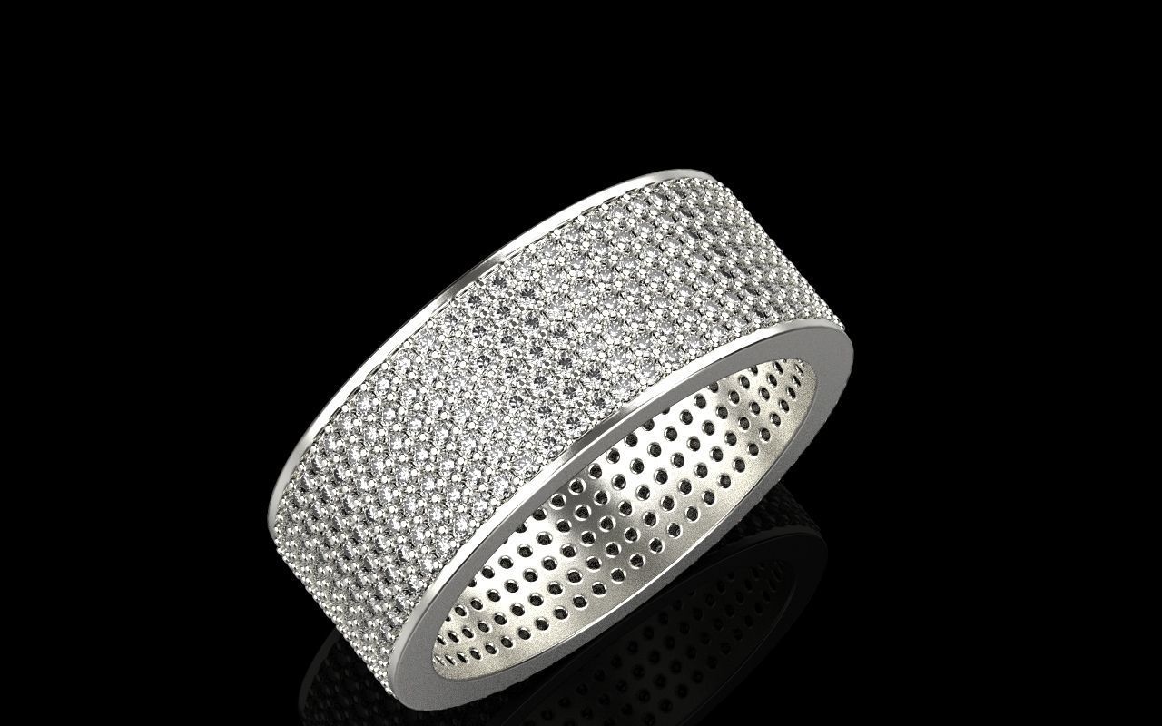 ring with a lot gems 3D print model_3