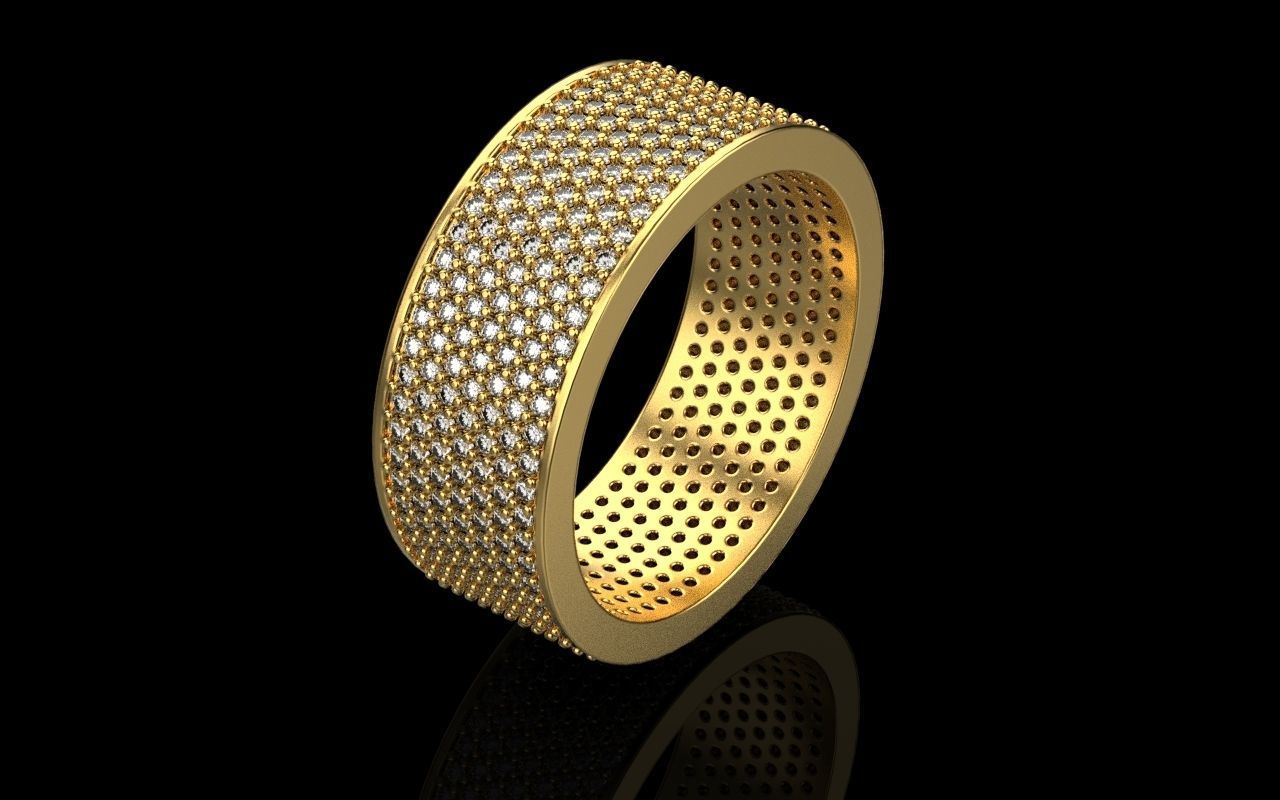 ring with a lot gems 3D print model_59