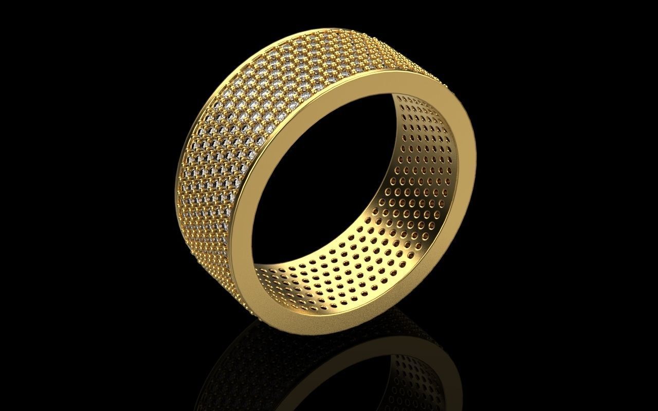 ring with a lot gems 3D print model_69