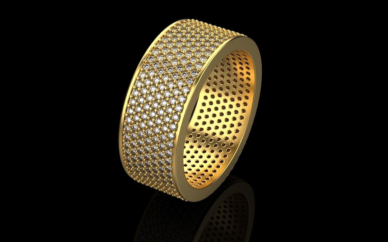 ring with a lot gems 3D print model_57