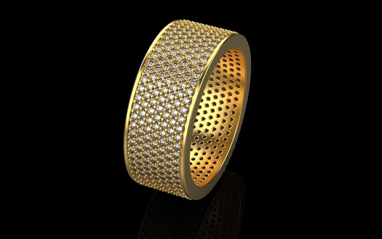 ring with a lot gems 3D print model_47