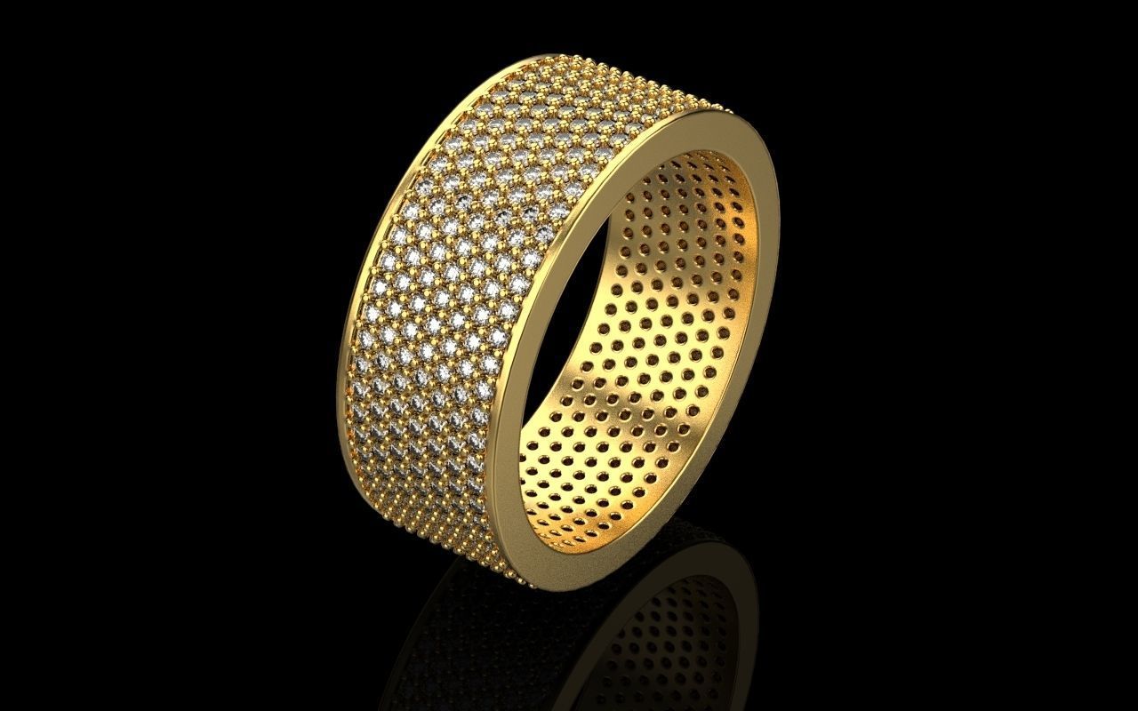 ring with a lot gems 3D print model_51