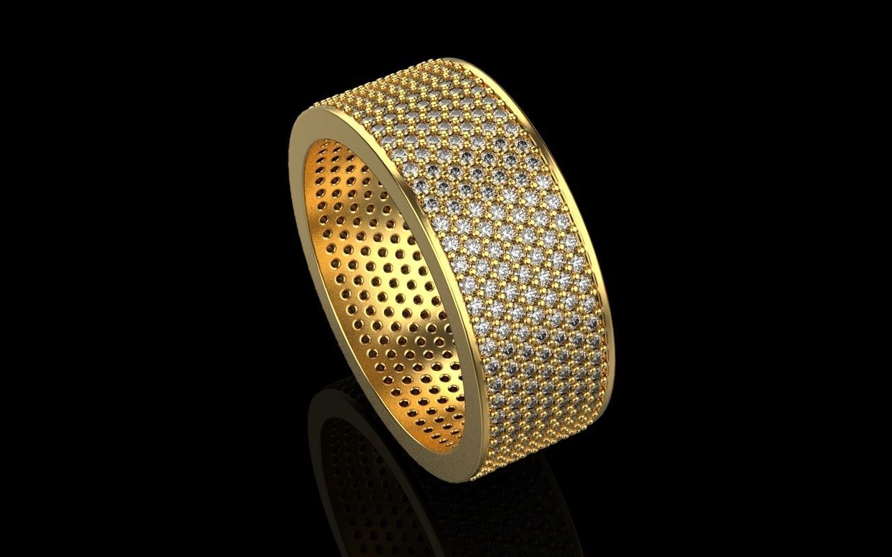 ring with a lot gems 3D print model_16