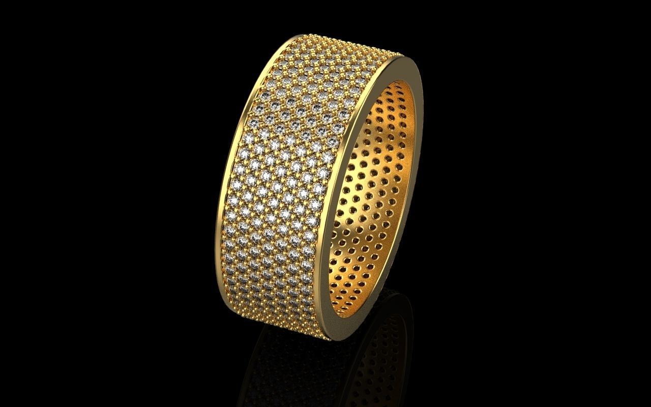 ring with a lot gems 3D print model_61