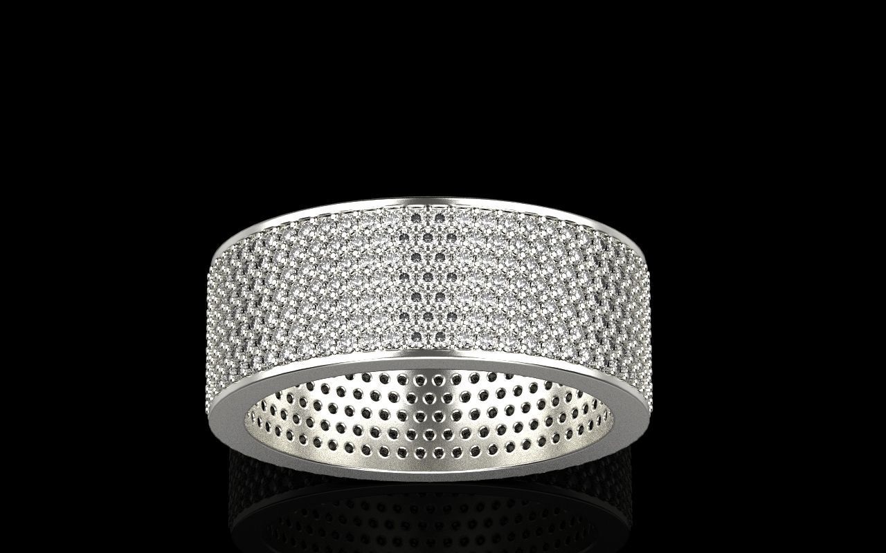 ring with a lot gems 3D print model_2