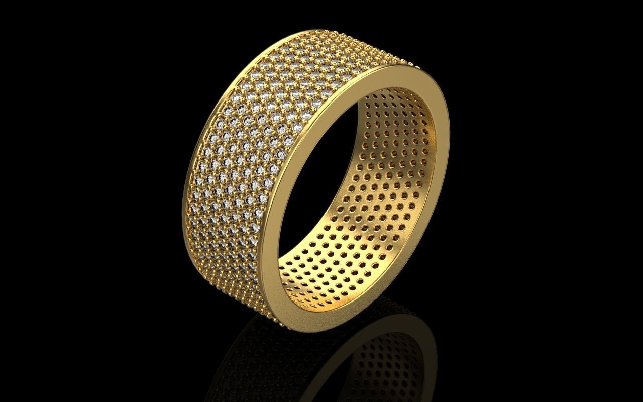 ring with a lot gems 3D print model_58