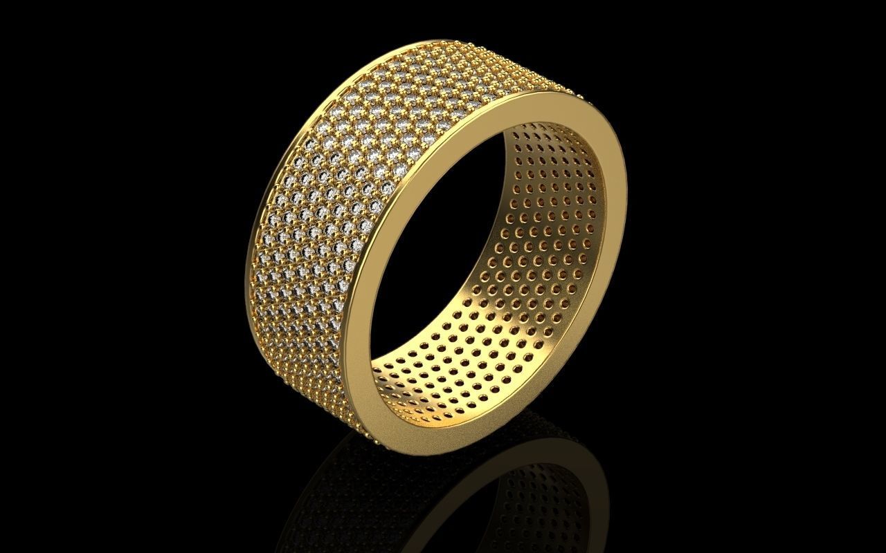 ring with a lot gems 3D print model_62