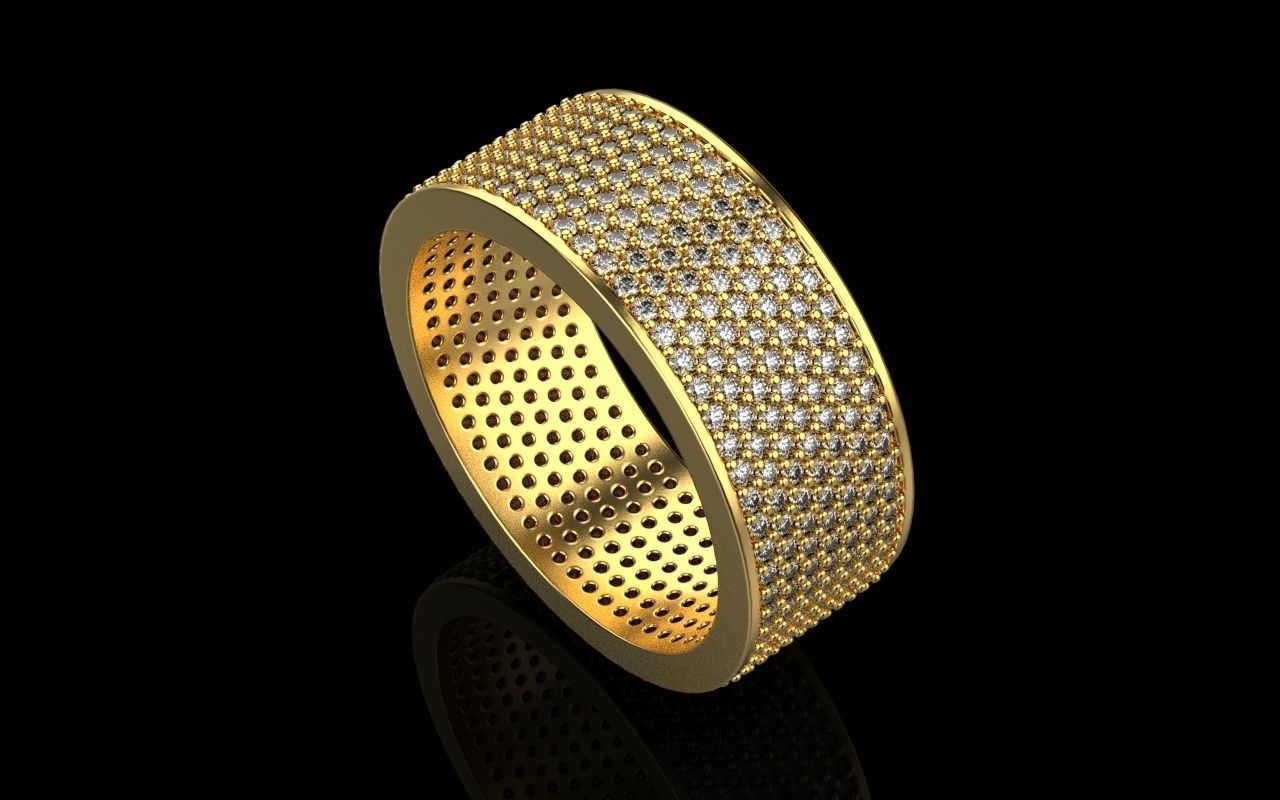 ring with a lot gems 3D print model_21