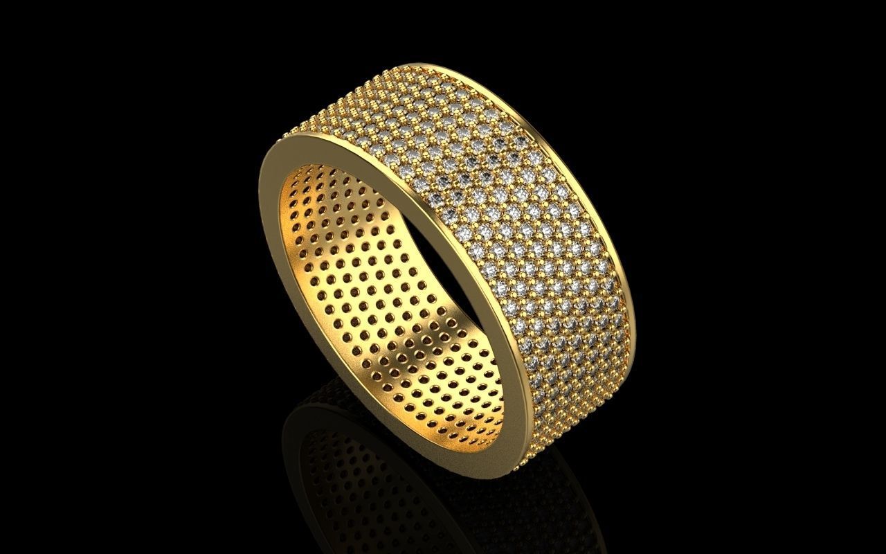 ring with a lot gems 3D print model_18