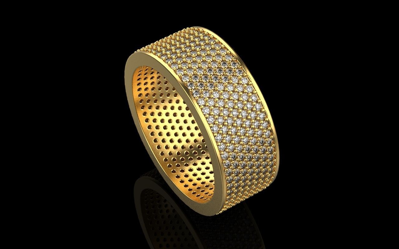 ring with a lot gems 3D print model_24