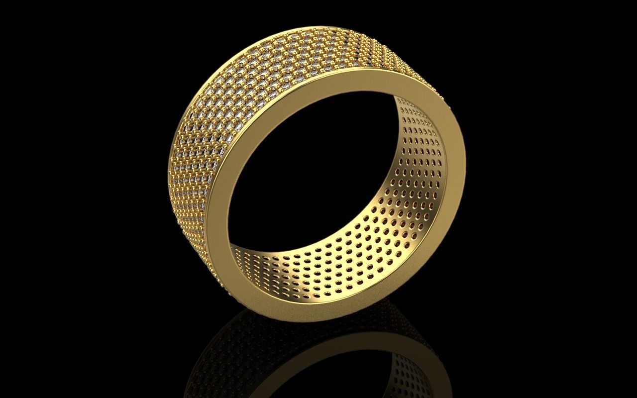 ring with a lot gems 3D print model_64
