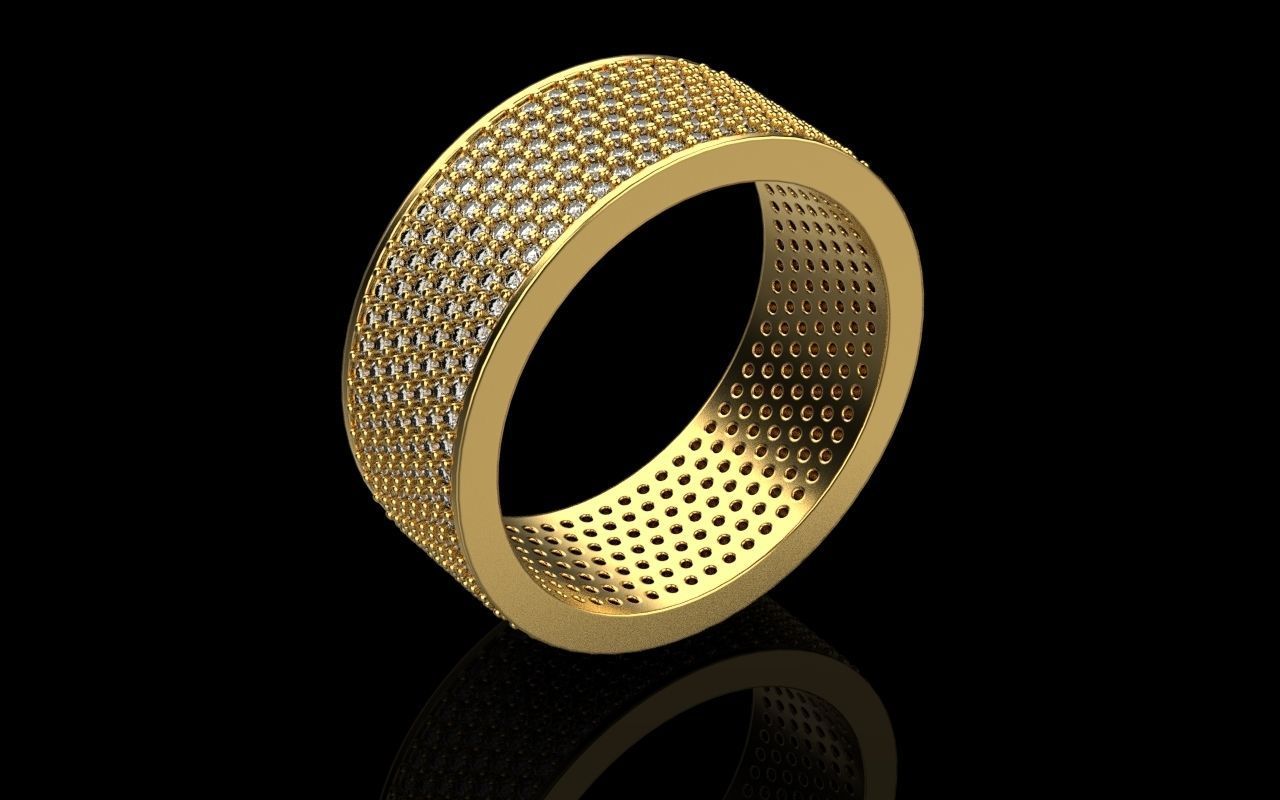 ring with a lot gems 3D print model_66