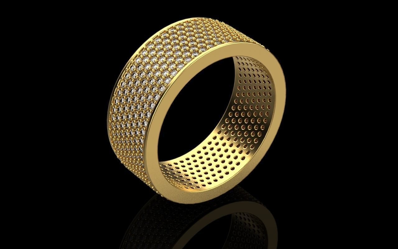 ring with a lot gems 3D print model_19