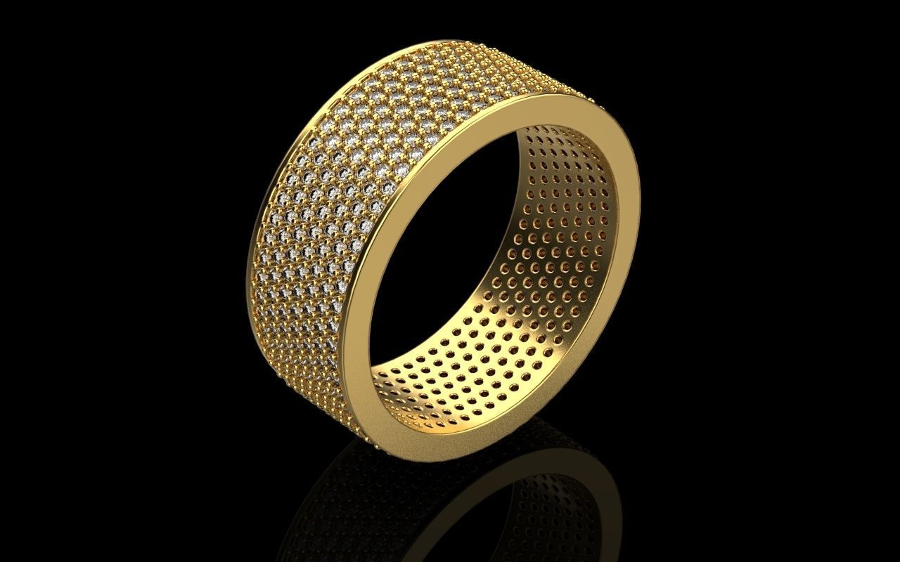 ring with a lot gems 3D print model_63