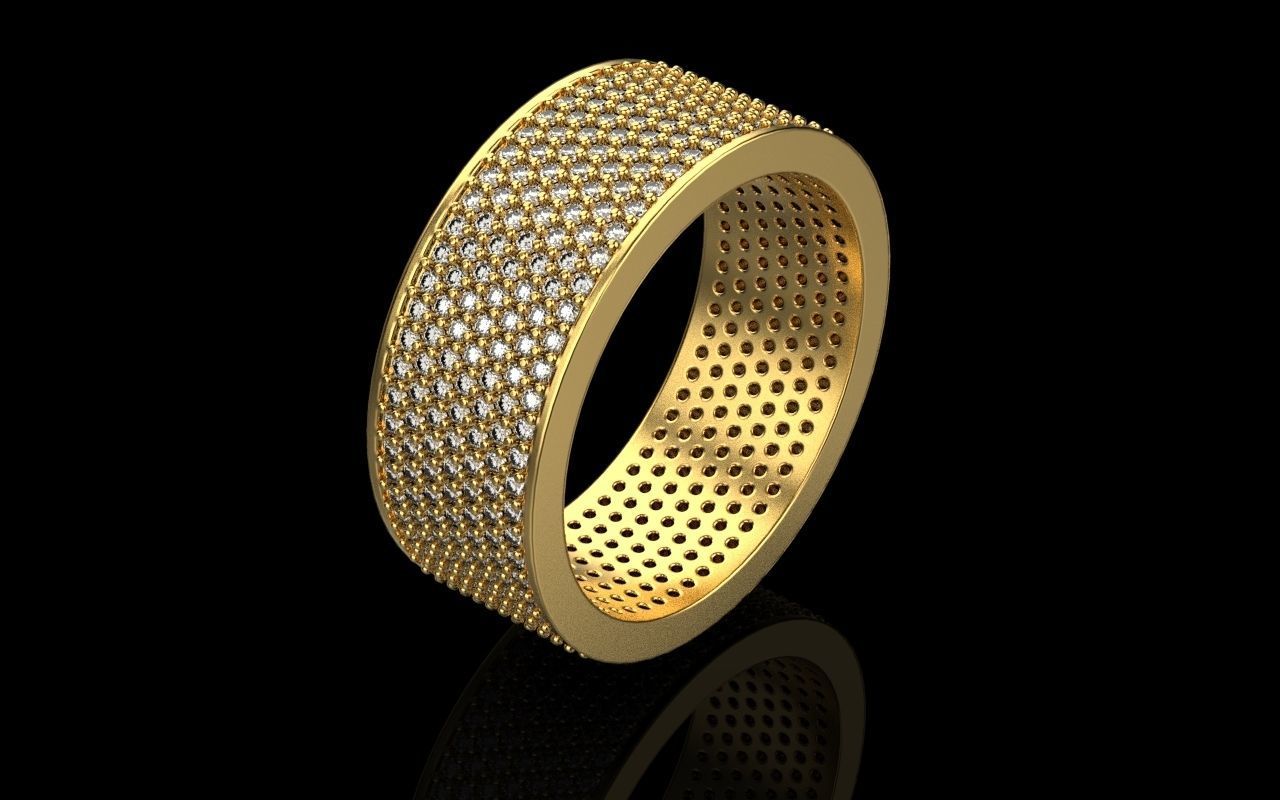 ring with a lot gems 3D print model_56