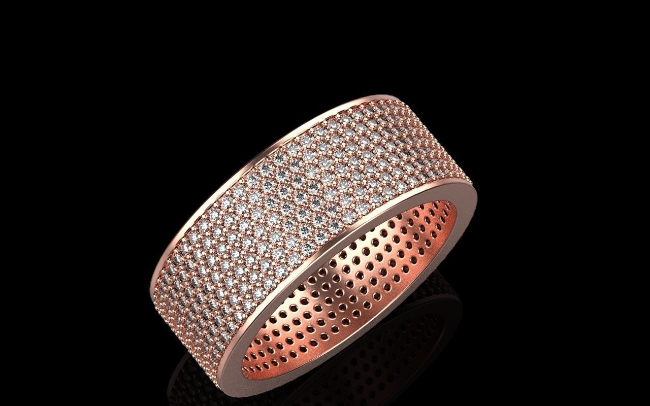 ring with a lot gems 3D print model_13