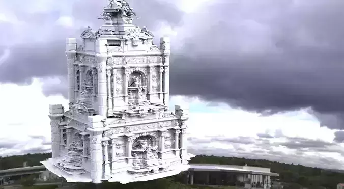 Angel Temple 2 floors dome 3D model