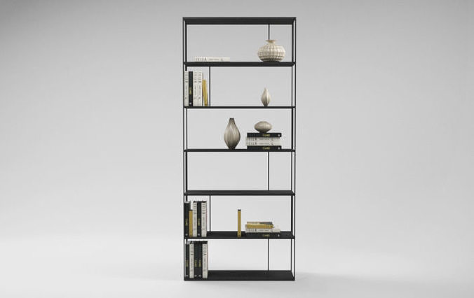 Metal black bookshelf in a modern style Free 3D model