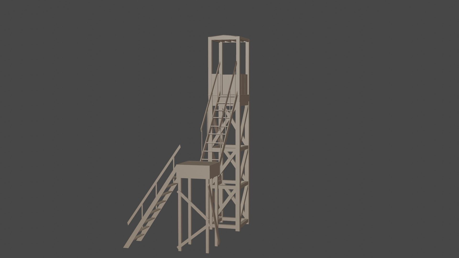 3d tower model guard in middle of field Low-poly 3D model_13