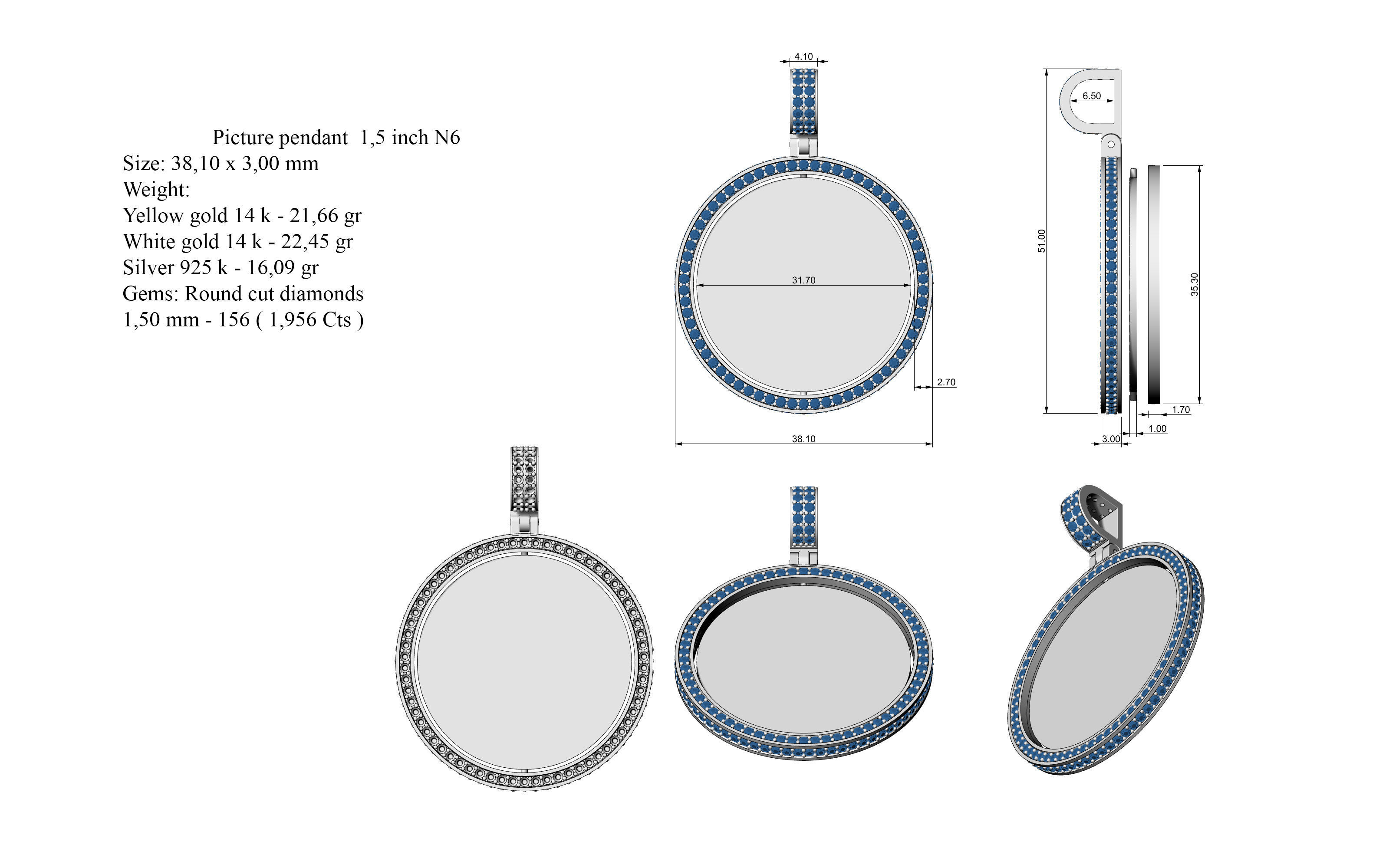 Picture pendant 1-2 inch N6 3D print model_10