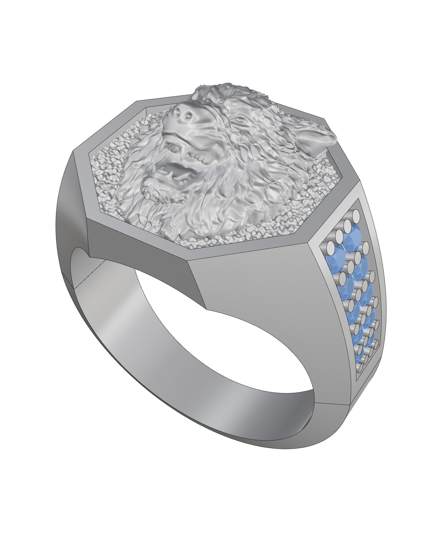 Wolf Ring Men 3D print model_16