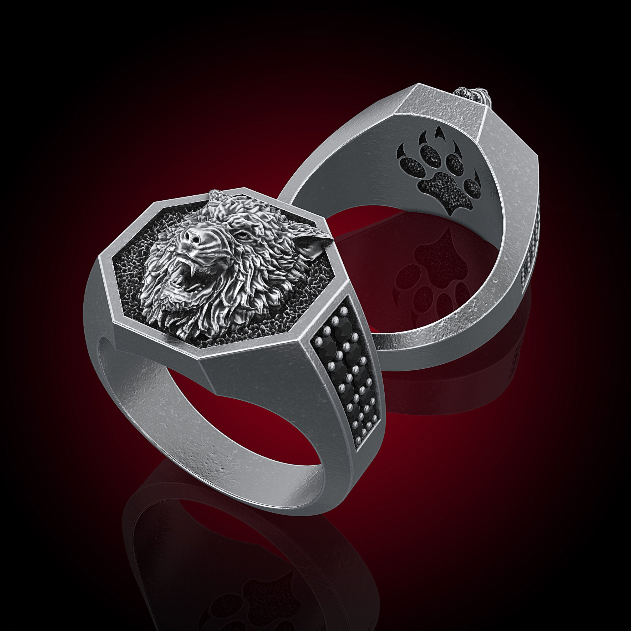 Wolf Ring Men 3D print model_2