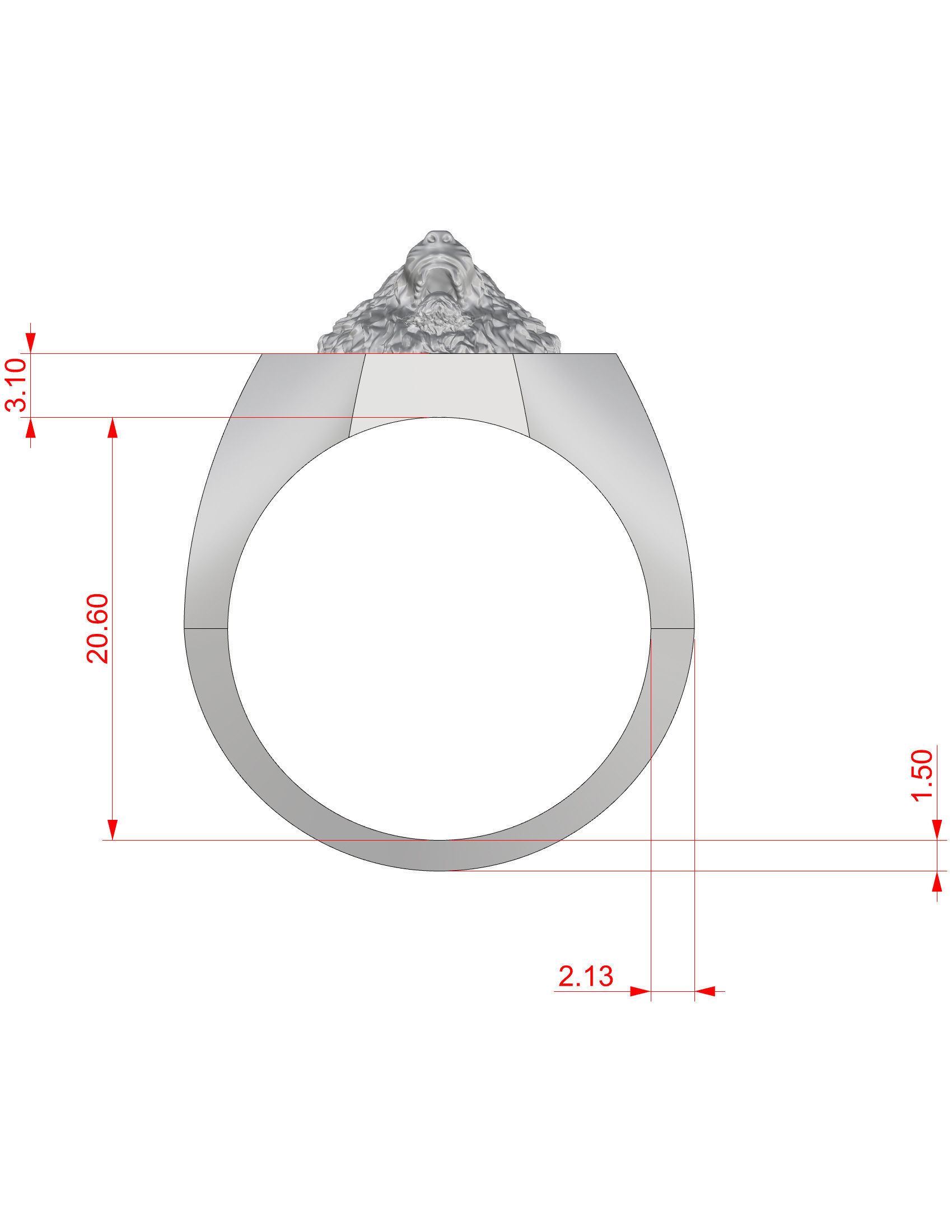 Wolf Ring Men 3D print model_14