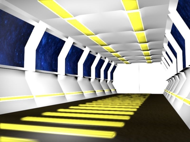 Sci-Fi Corridor Low-poly 3D model_1