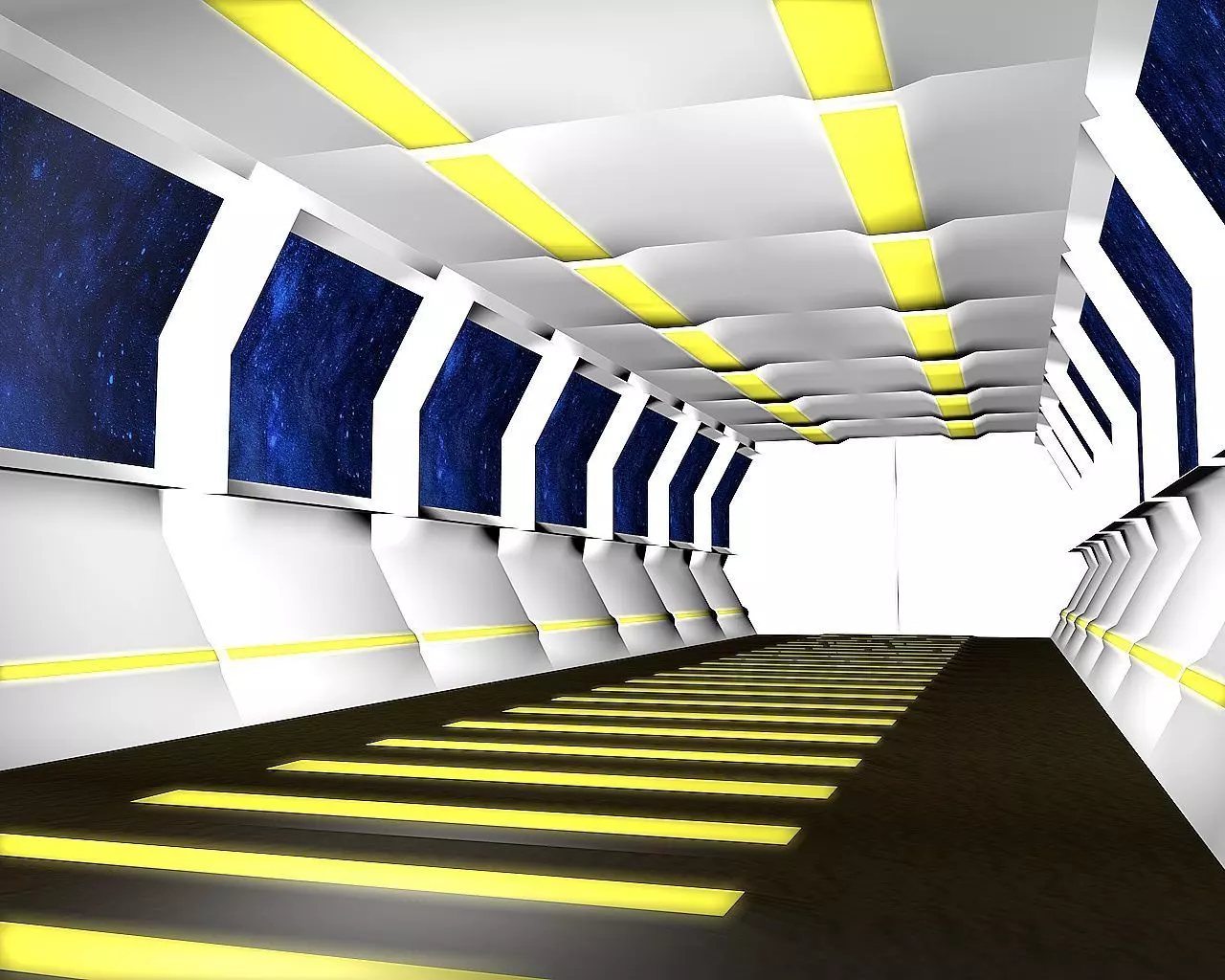 Sci-Fi Corridor Low-poly 3D model_0
