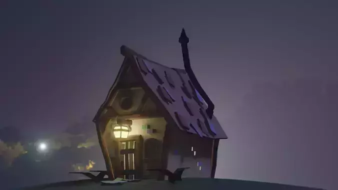 Low Poly Old Cartoon House