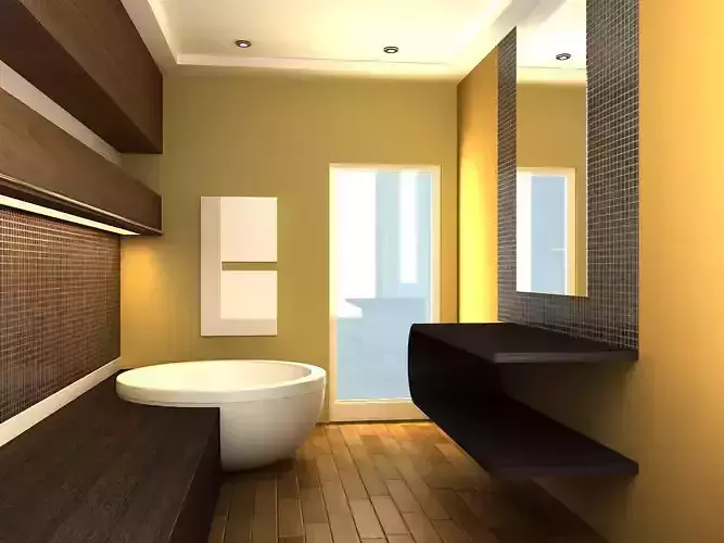 Bathroom with walls and wooden floors