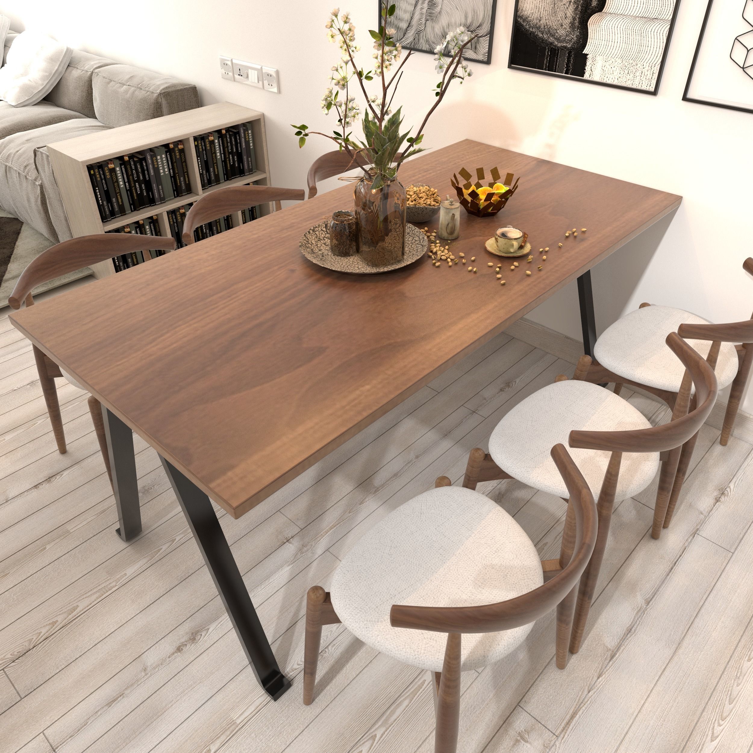 3D High resolution Chair and Table Dining Room  3D model_2