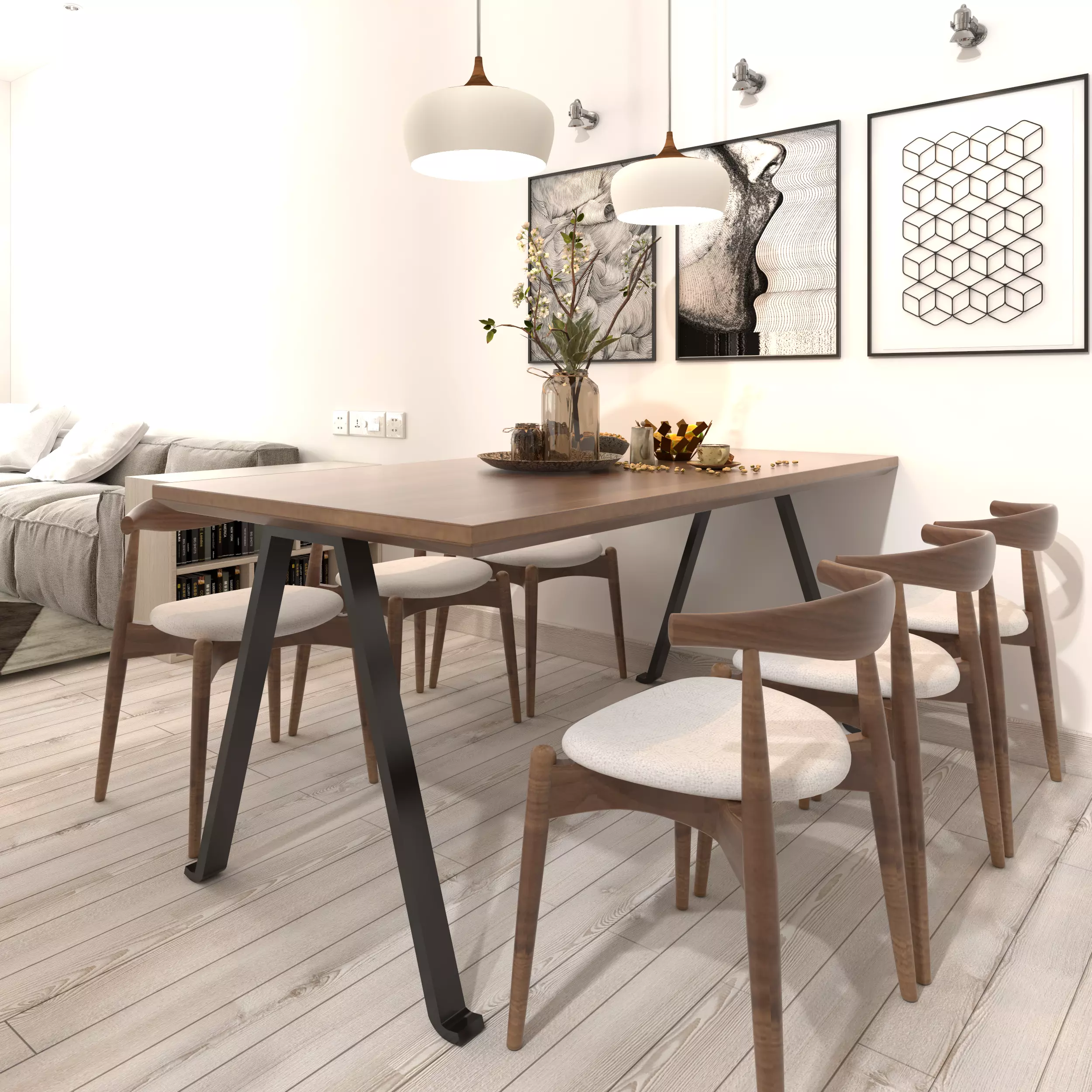 3D High resolution Chair and Table Dining Room  3D model_0
