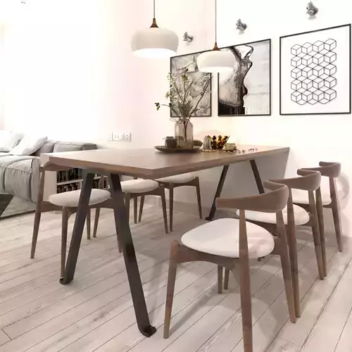 3D High resolution Chair and Table Dining Room  3D model