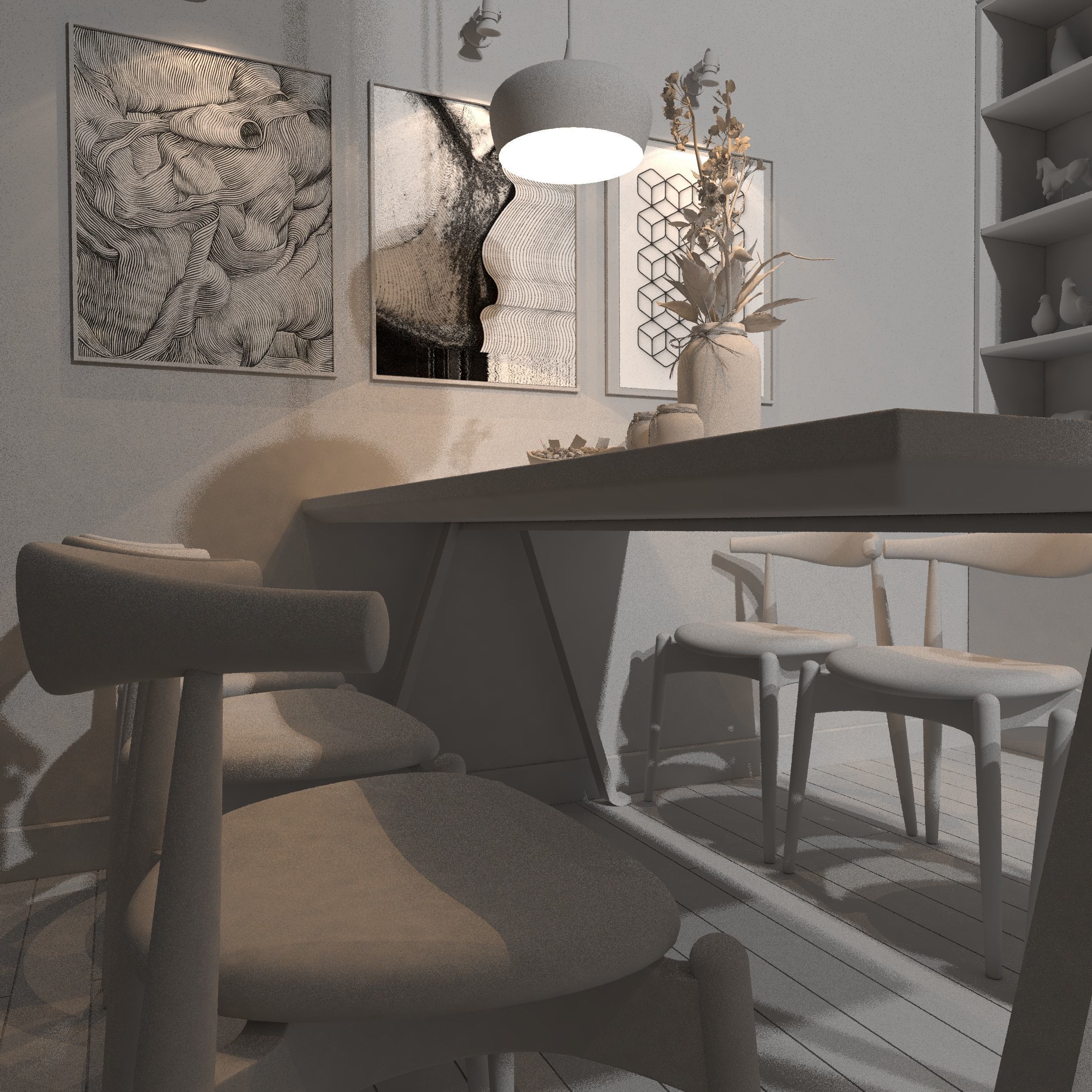 3D High resolution Chair and Table Dining Room  3D model_5