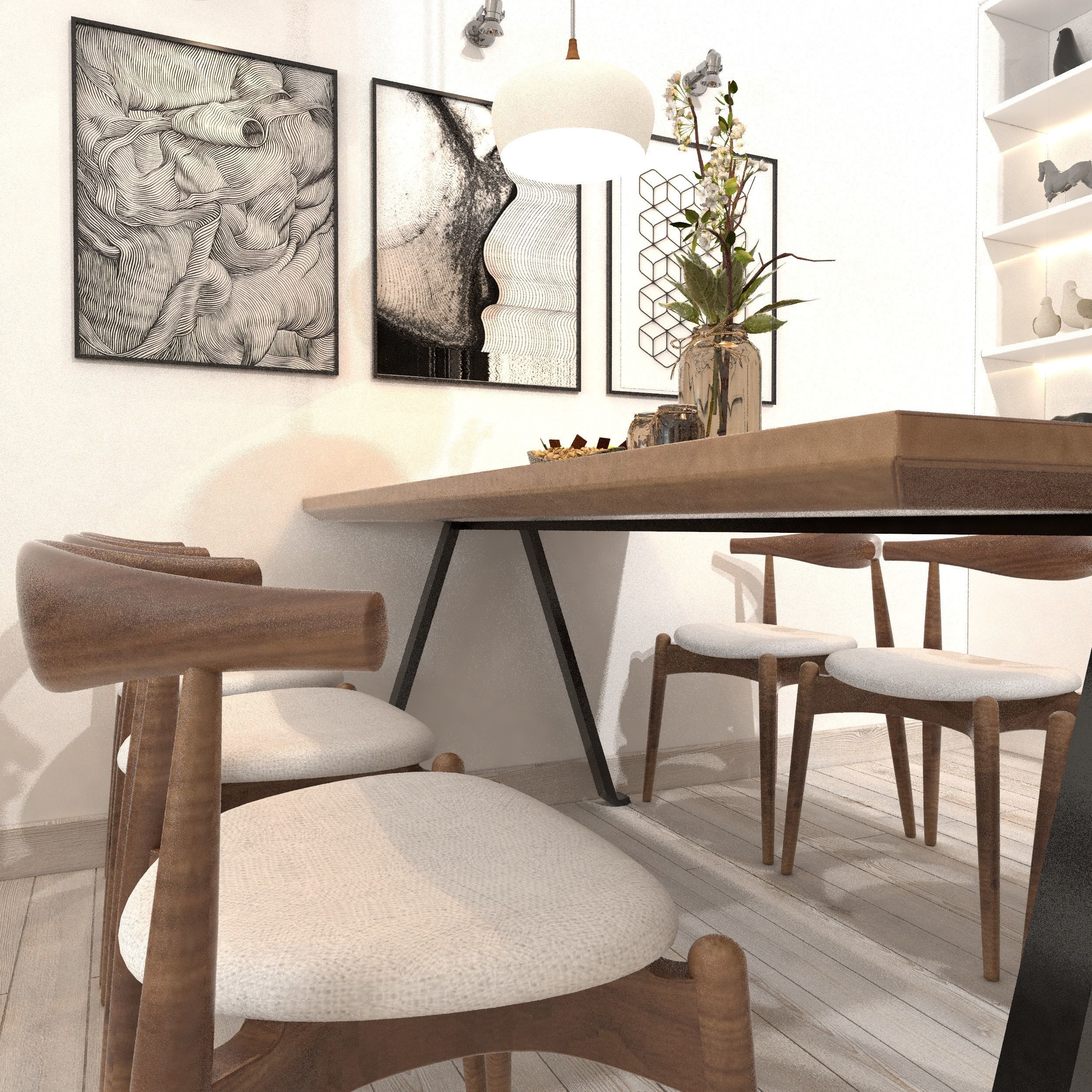 3D High resolution Chair and Table Dining Room  3D model_4
