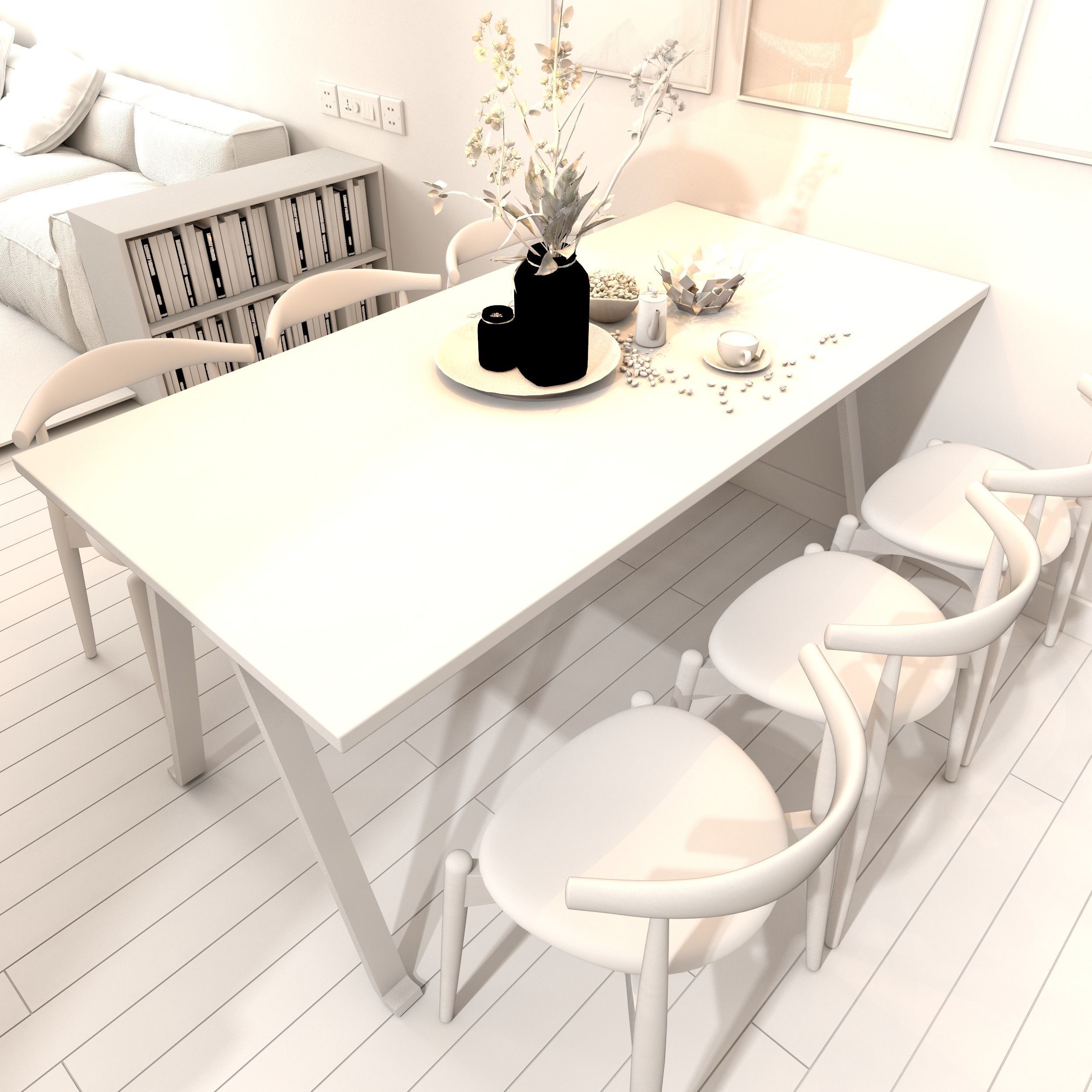 3D High resolution Chair and Table Dining Room  3D model_3
