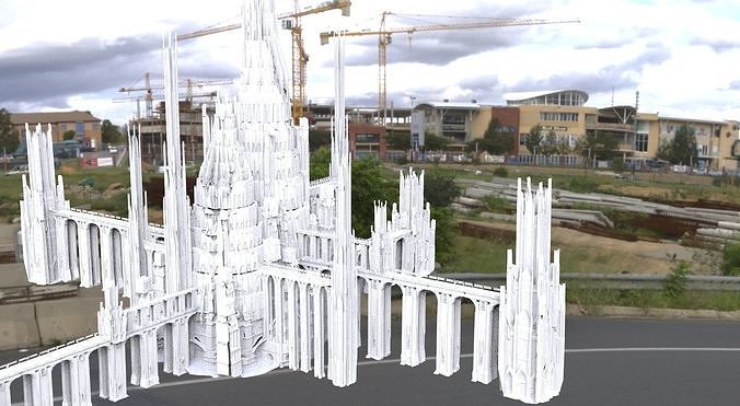 Babylon Garden aqueduct towers 4 3D model