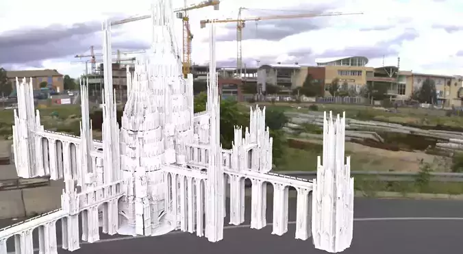 Babylon Garden aqueduct towers 4 3D model