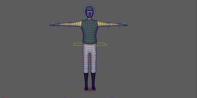 Jockey Rigged Low-poly 3D model