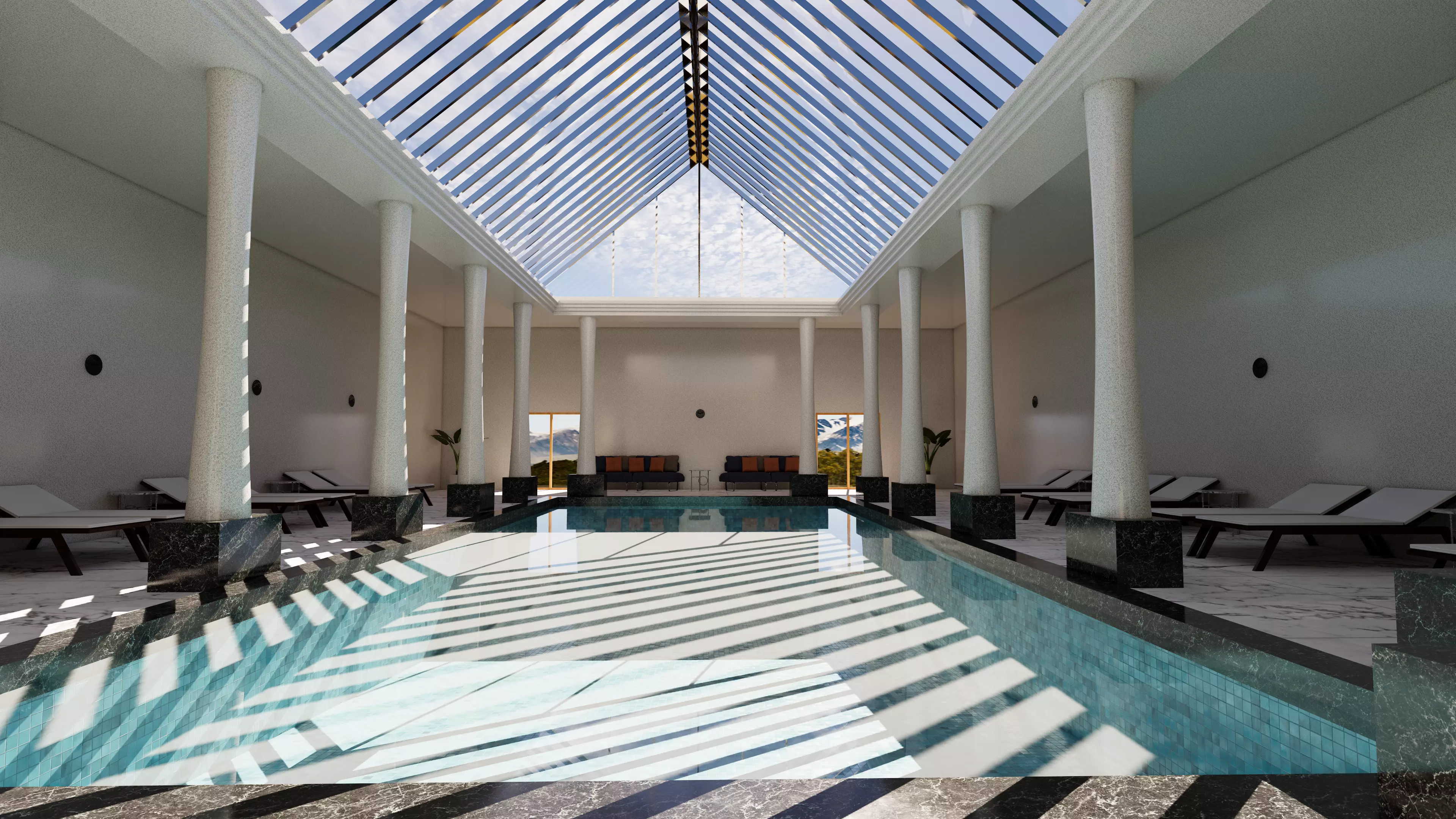 swimming pool room design  3D model_0