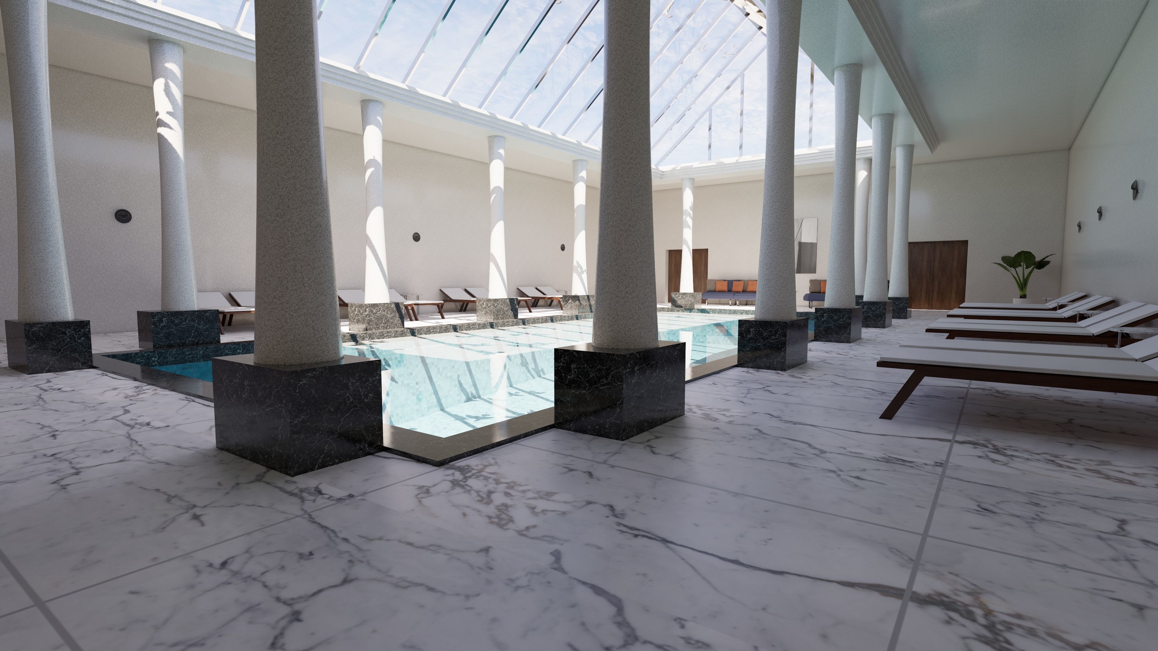 swimming pool room design  3D model_1