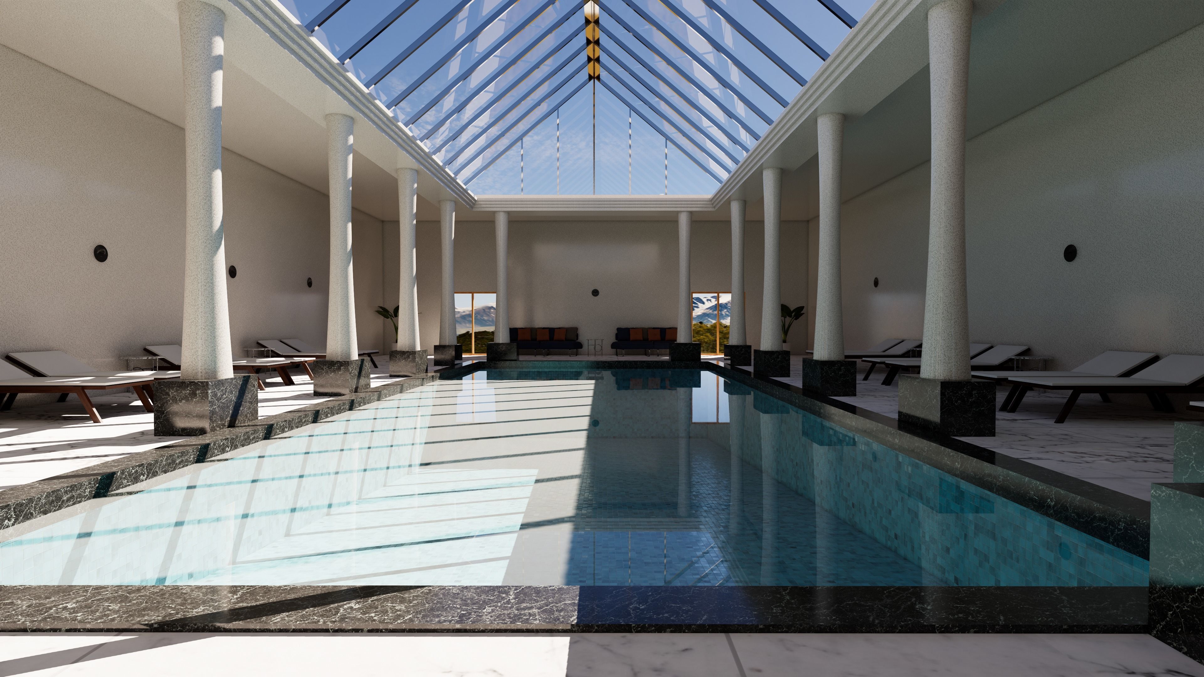 swimming pool room design  3D model_4