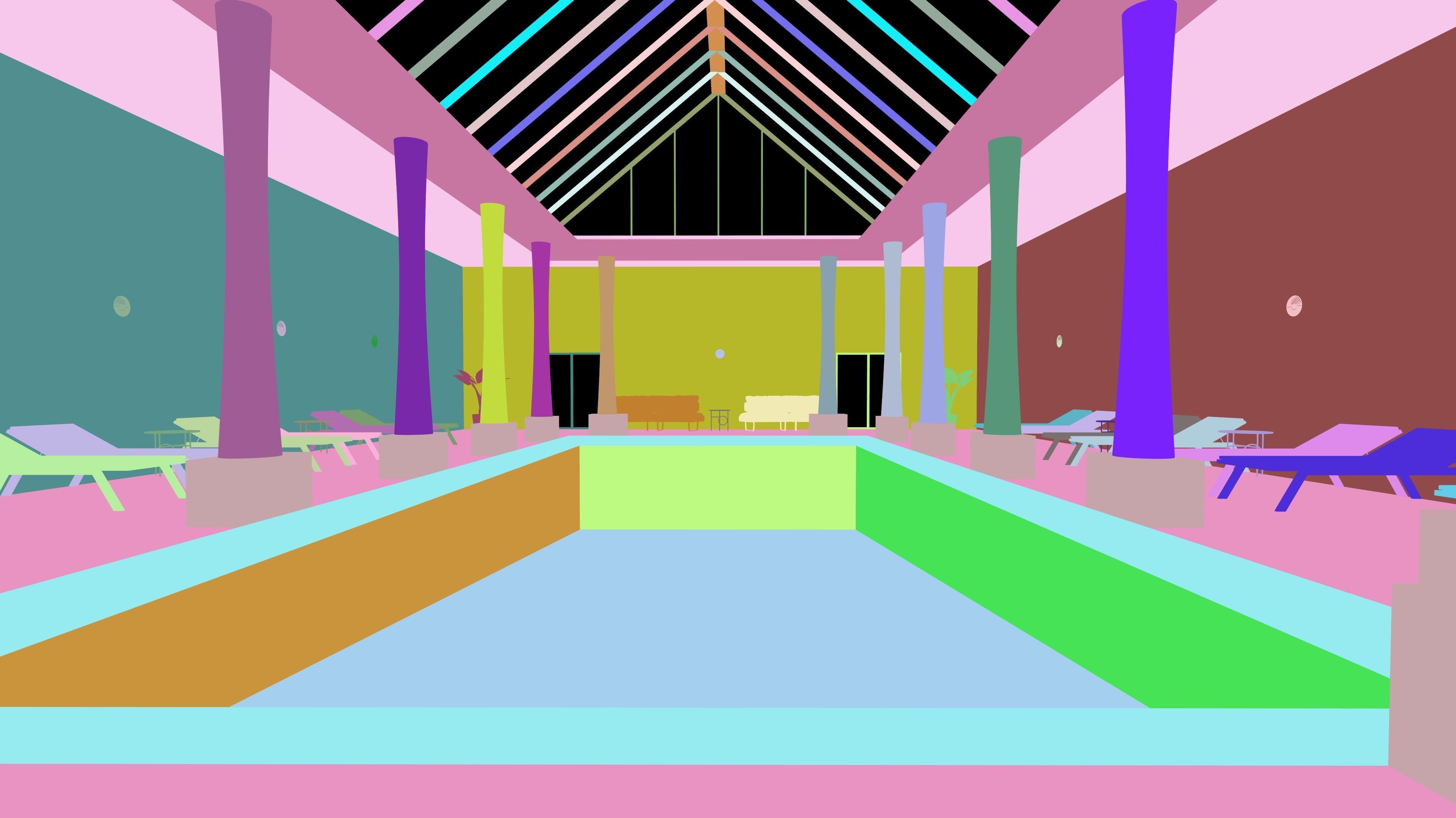 swimming pool room design  3D model_23