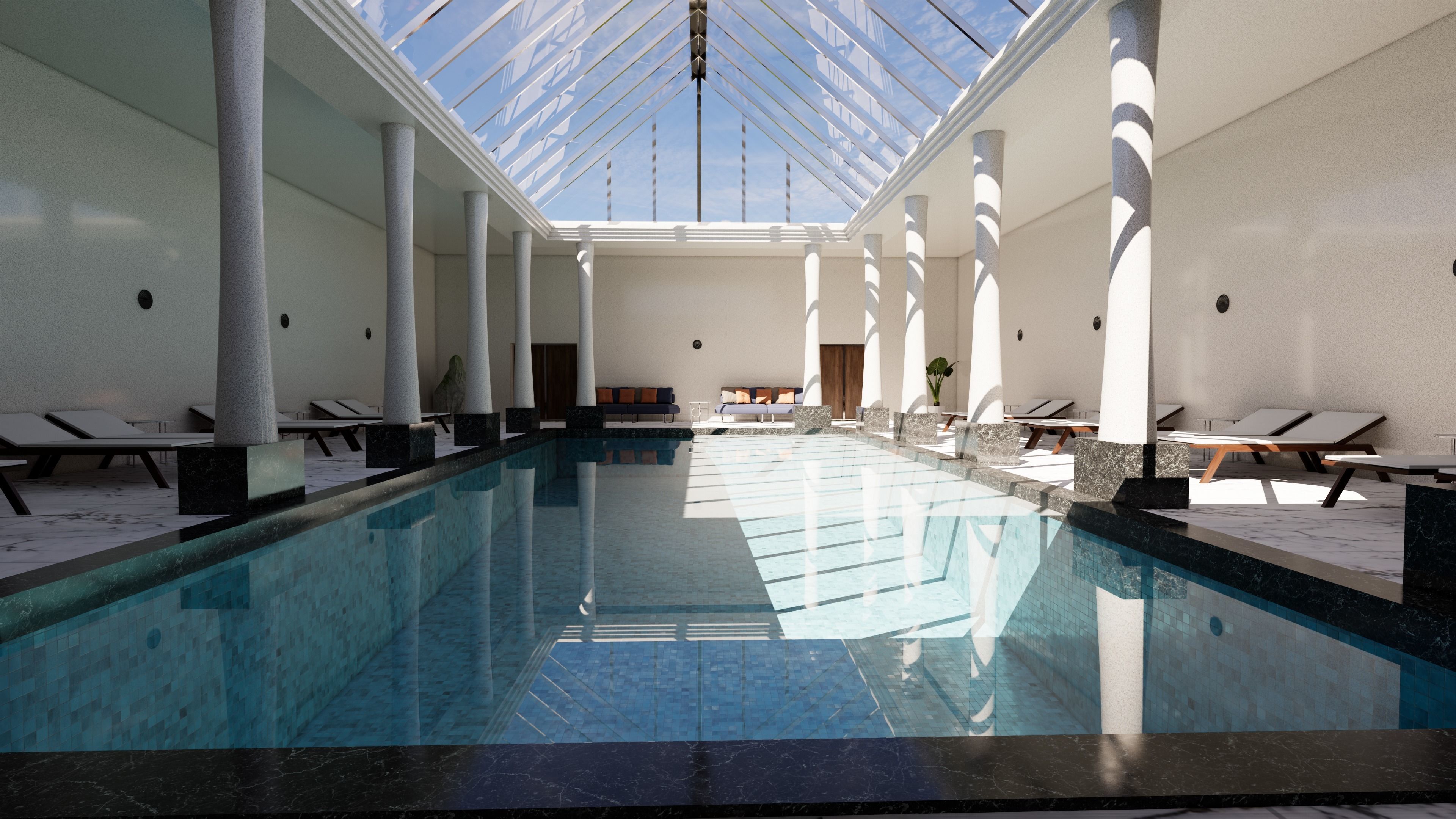 swimming pool room design  3D model_3