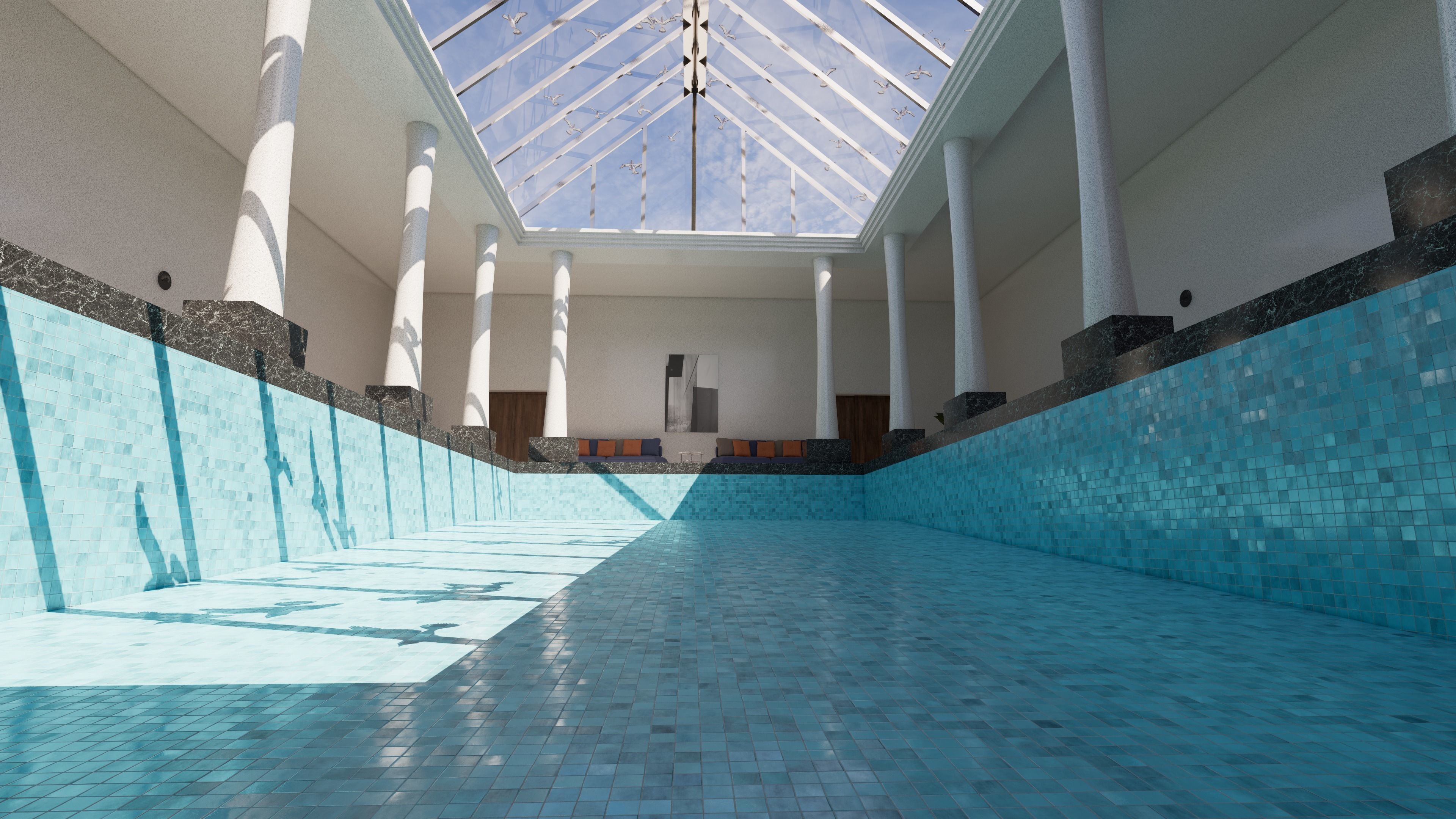 swimming pool room design  3D model_5